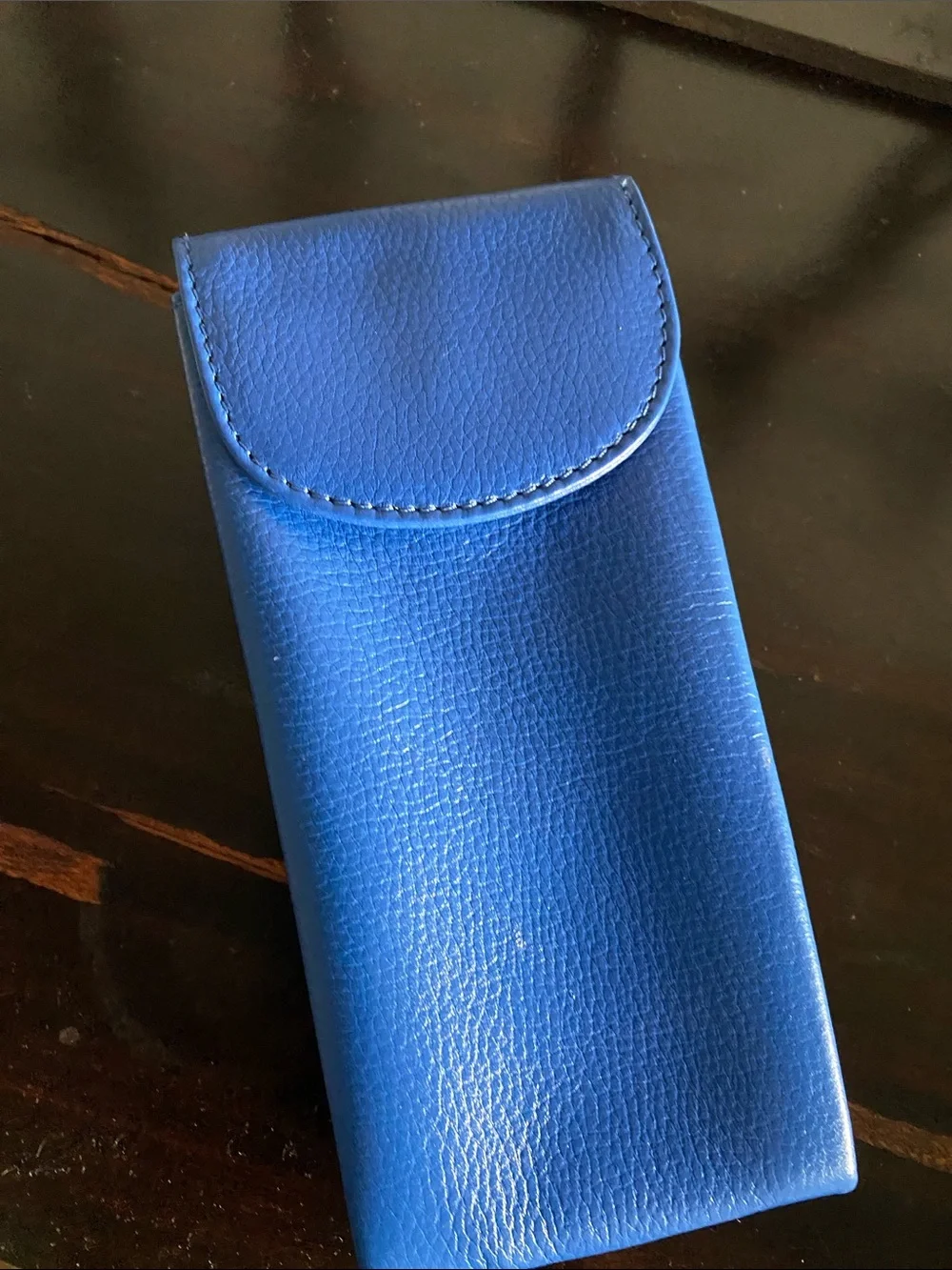 Blue leather Double Eyeglass case